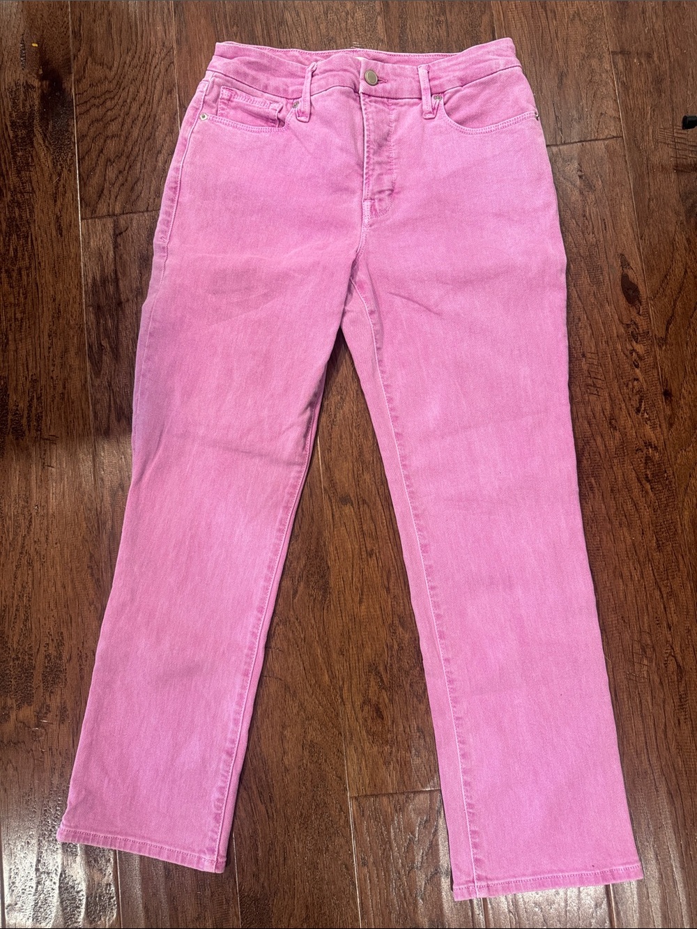 Good American Pink Straight Leg Jeans